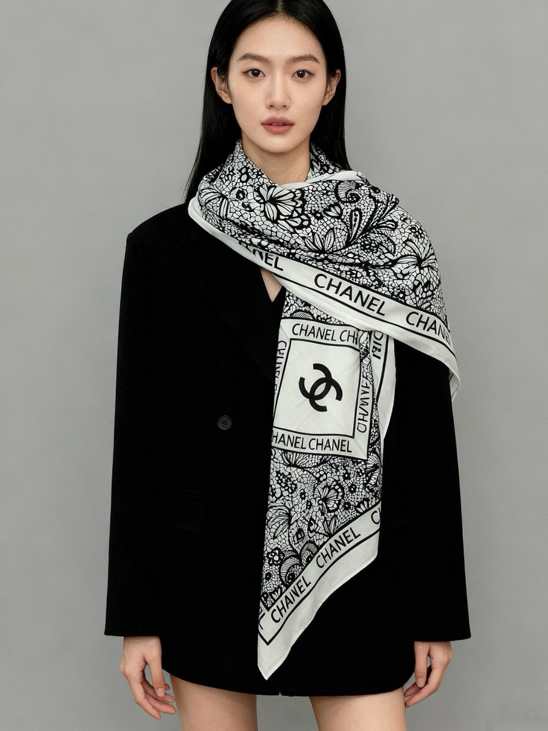 CHANEL 25S SCARF 135 CM IN CASHMERE AND SILK 943316