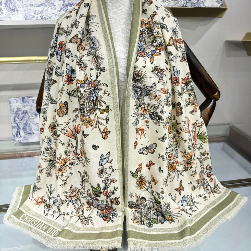 DIOR SCARF 180 CM IN COLORFUL CASHMERE AND SILK 408422