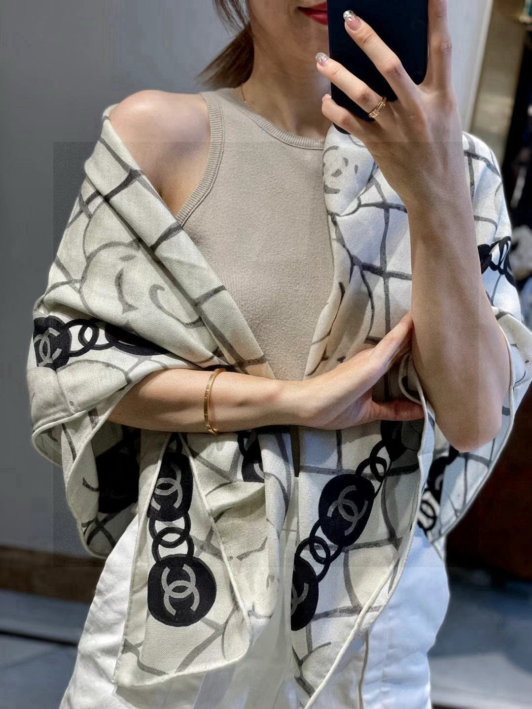 CHANEL 25S SCARF 110 IN CASHMERE SILK 730602
