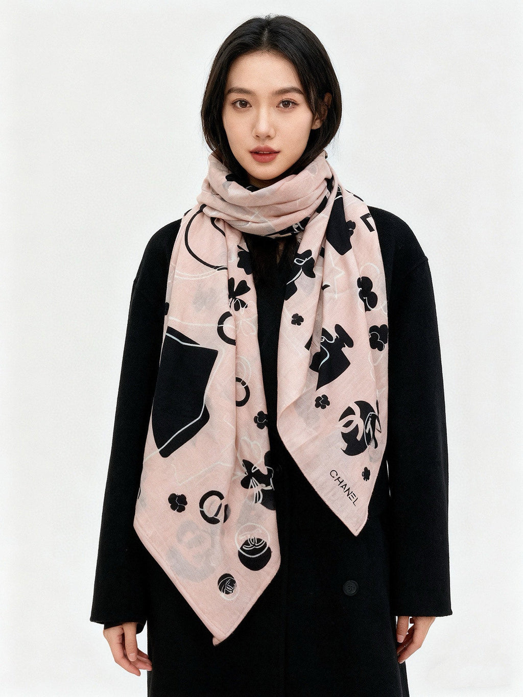 CHANEL 25S SCARF 140 IN SILK AND CASHMERE 932003
