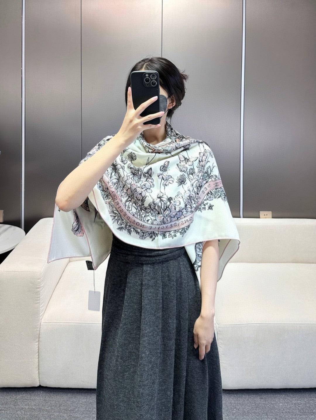 DIOR SQUARE SCARF 140 CM IN COLORFUL CASHMERE AND SILK 403837