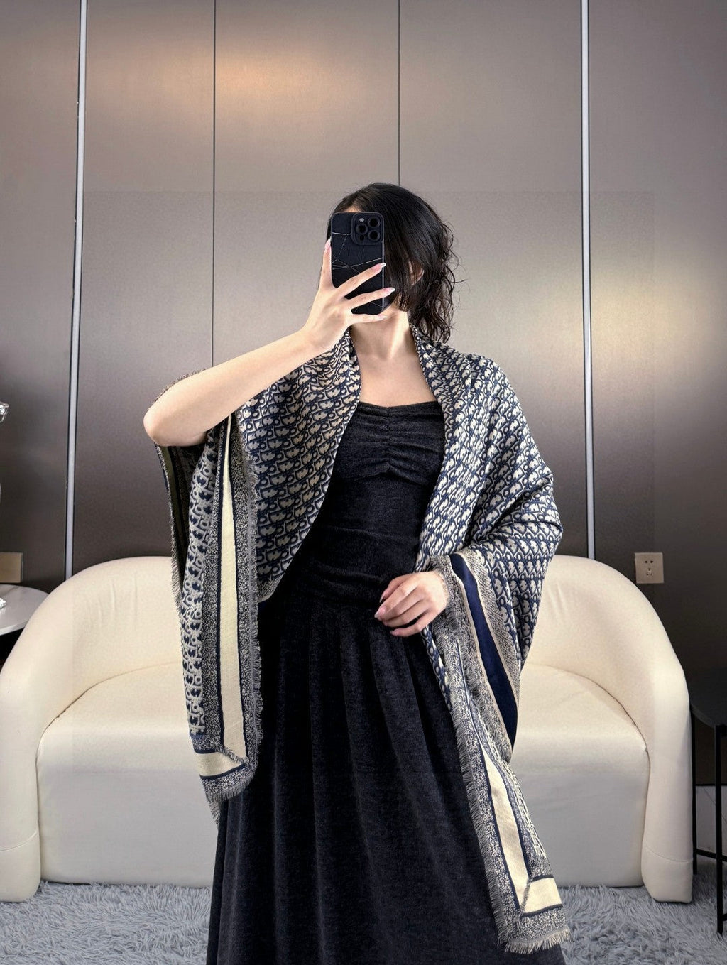 DIOR SCARF 140 CM IN SILK-WOOL BLEND 702040