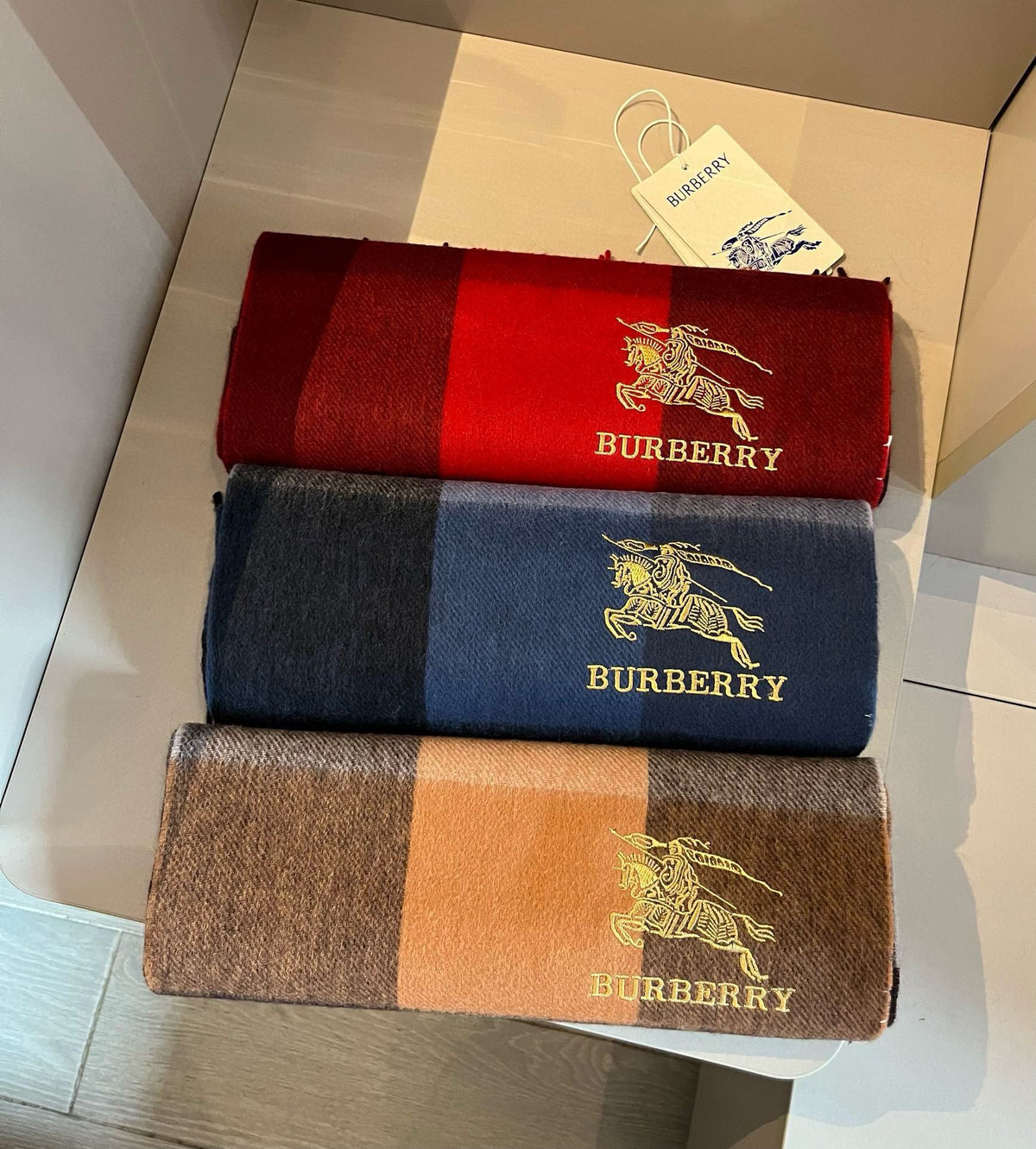 BURBERRY BBR SCARF 180 CM IN CASHMERE 489746